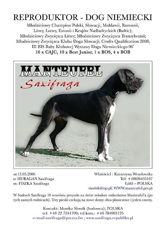Advertisement from catalogue (National Dog Show in Nowa Ruda - 2007)